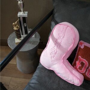 Chic Pink Boot-Shaped Accent Pillow